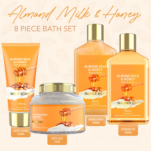 Ensemble de soins relaxants pour la beauté et le bien-être, au lait d'amande et au miel, 10 pièces, pour la douche, le <span class=keywords><strong>bain</strong></span>, kit de soins pour la maison, emballage de soins de <span class=keywords><strong>bain</strong></span> - Product Image 4