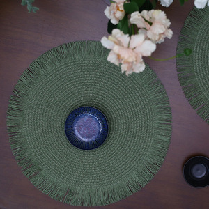 Natural Paper Woven Round Placemat Beige Handmade For Table <b>Decorations</b> - Product Image 2