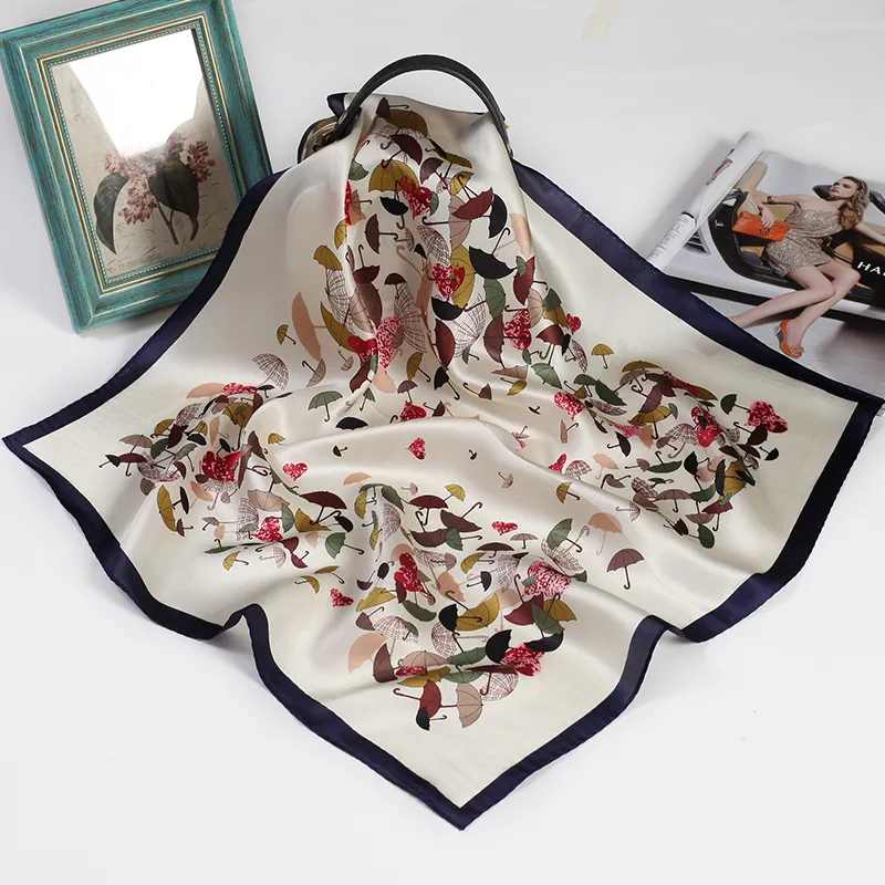 신제품 다목적 실크 작은 사각형 스카프 봄과 가을 고급 장식 인쇄 작은 스카프 여성