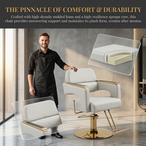 Sillón de Barbero de Espuma Moldeada Premium, Silla Giratoria de Cuero Negro de Lujo para Estilismo, Silla Hidráulica Resistente para Salón, Directo de Fábrica - Product Image 2