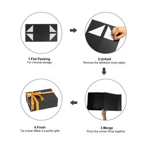 Tùy Chỉnh Nam Châm Bao Bì Gấp Biểu Tượng Tùy Chỉnh Sang Trọng Cứng Nhắc Giấy Các Tông Màu Đen Đơn Giản Rỗng Từ Đóng Cửa Hộp Quà Tặng - Product Image 2