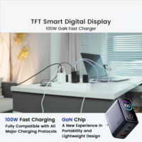 Charger USB C 100W Kustom OEM dengan Layar TFT Pintar, Pengisian Cepat GaN Tipe C untuk Ponsel 17 18, Tablet, Laptop, Adaptor USB Dinding