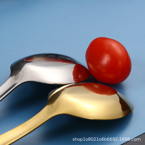 304 Stainless Steel Flat Bottom <b>Spoon</b> Thickened Chinese Style Household Dining <b>Spoon</b> For Rice Watermelon Stirring Table Use - Product Image 4