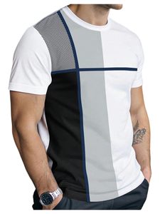 Men's Casual T <b>Shirts</b> Short Sleeve Crew Neck Geometric Color Block <b>Patchwork</b> Tees Summer Tops - Product Image 1