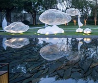 Belle Sculpture de scène décorative de pelouse de jardin Sculpture de nuage en acier inoxydable