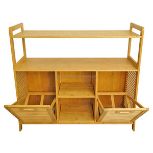 Panier à linge en bambou de haute qualité, 2 sections, avec doublure amovible, double compartiment, pour la salle de bain - Product Image 5