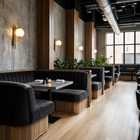 Ensemble de mobilier commercial pour café, restaurant, hôtel, bar : canapé, banquette, table et chaises en marbre