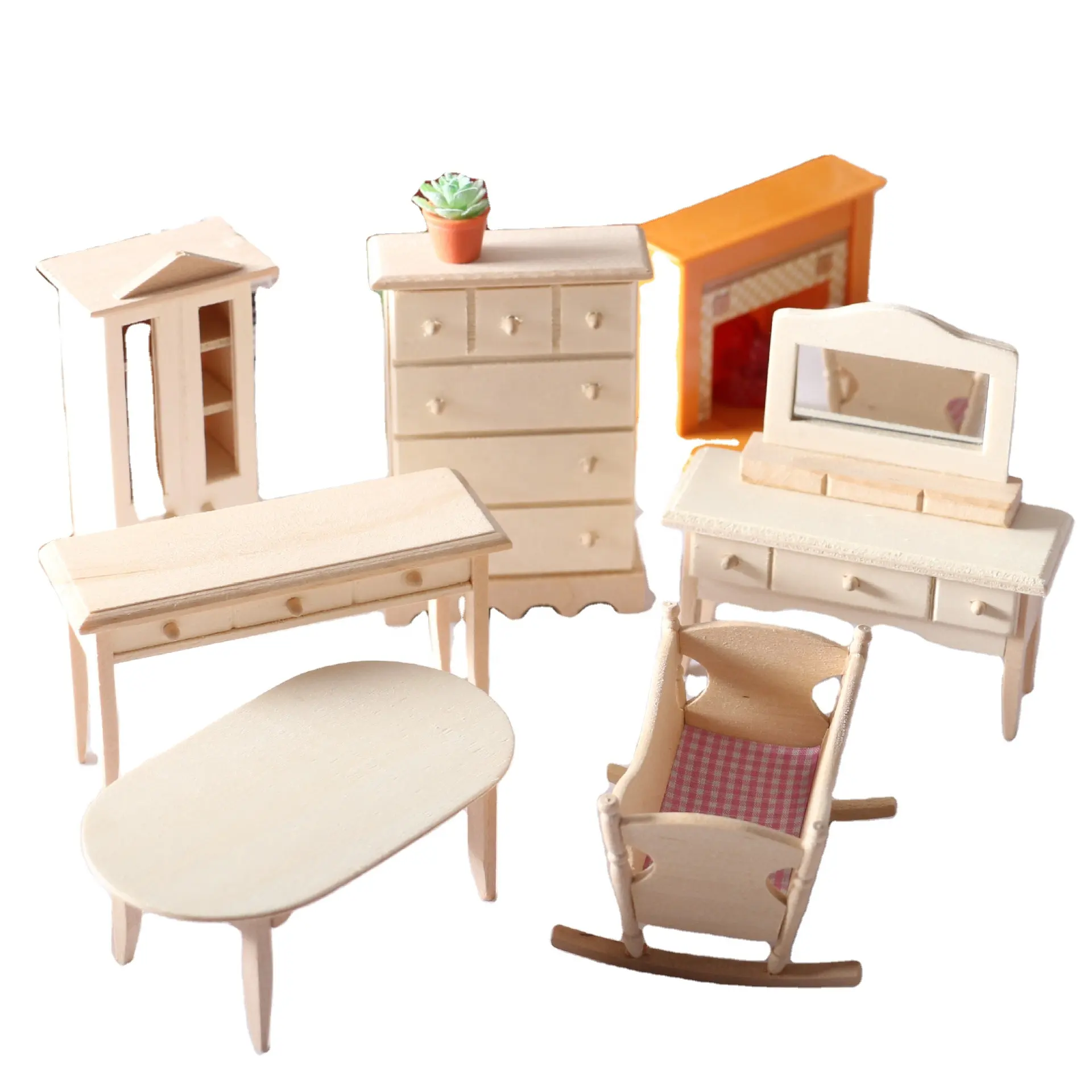 Muebles miniatura de madera de alta calidad al por mayor de fábrica 1:12 muebles para casa de muñecas