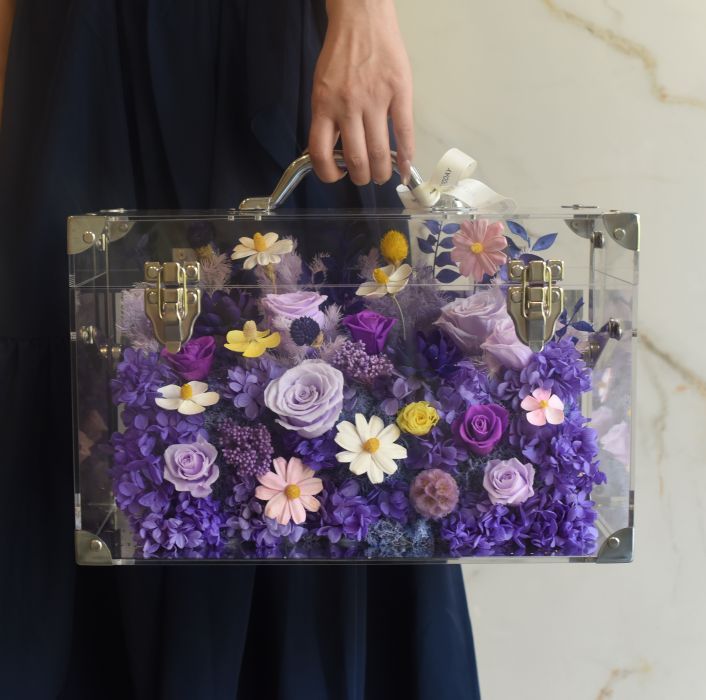 Boîte à fleurs pour bagages - Série Jardin de roses violettes