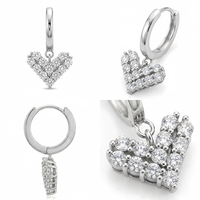 Boucles d'oreilles pendantes en argent 925 avec moissanite en forme de cœur, plaquées rhodium, serties griffes, bijoux tendance pour femme LY