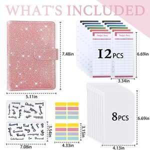 थोक बजट बांधने की मशीन सेट पैसे नकद आयोजक चमक के साथ गुलाब चमड़ा जर्नल नोटबुक योजनाकार लिफाफे a6 बजट बांधने की मशीन - Product Image 3