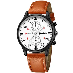 Montre genève pour hommes, nouvelle mode, bracelet à quartz en cuir pour hommes, offre spéciale