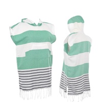 Nouvelle annonce : Serviette poncho à capuche en coton rayé Moana, à pompons, super douce et à séchage rapide pour enfants, bain, piscine, plage, natation, surf