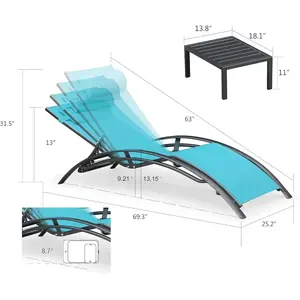 PURPLE LEAF Ensemble de chaises longues pour patio avec 2 tables <span class=keywords><strong>d</strong></span>'appoint Chaises inclinables réglables pour <span class=keywords><strong>piscine</strong></span> extérieure au bord de la <span class=keywords><strong>piscine</strong></span> - Product Image 2