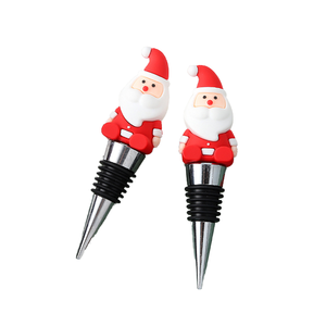 Vente en gros de cadeaux de Noël élégants : Bouchons de bouteille sous vide en métal Père Noël et bouchons de vin rouge pour champagne et vin - Product Image 1