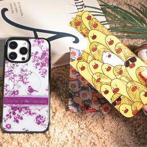 Funda de teléfono con panel trasero de rejilla magnética reemplazable para iPhone 17 / 17pro/17promax/17air con el pájaro púrpura claro dorado - Product Image 5