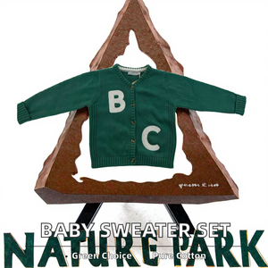 Bộ áo len sơ sinh màu xanh lá cây cho bé trai bé gái 6-24 tháng tuổi, thiết kế dệt kim giản dị, họa tiết hoạt hình miễn phí, có khuy, thích hợp cho mùa đông - Product Image 2