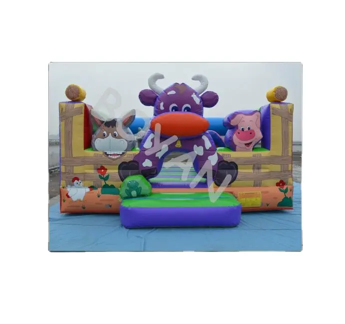party rental kid air inflatable jumper bouncer bounce house for child/ cow cartoon design bouncer