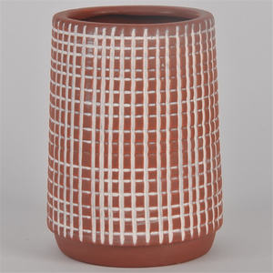 Vases à motif à carreaux de haute qualité décoration de mariage Vase à fleurs décor à la maison Vase en céramique en terre cuite pour la décoration intérieure - Product Image 2