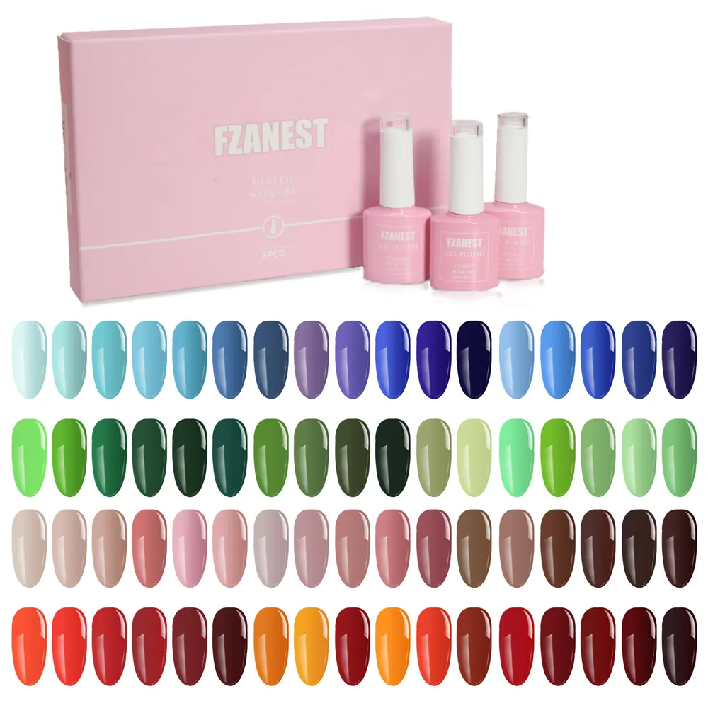 FZANEST 6 colors led uv gel nails colorful nail gel polish manicure very good nail gel polish