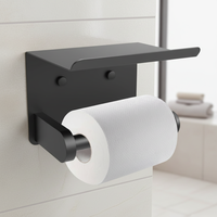 Porte-serviettes mural carré moderne en acier inoxydable avec étagère pour téléphone Garantie 1 an