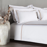 Premium 4pc hôtel broderie housse de couette ensemble écologique lavable personnalisable 400 TC 80s coton feuille taie d'oreiller