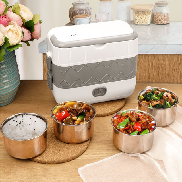 Dormitory Office Household Portable Stainless Steel Inner Pot Pluggable Bento Food Warmer Heated Electric Lunch Box Food Heater