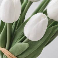 Karangan Bunga Tulip Putih PU 10 Tangkai Buatan, Panjang 33cm, Tahan Lama, Berkualitas Tinggi untuk Dekorasi Rumah & Karangan Bunga Pengantin