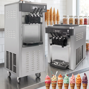 Machine <span class=keywords><strong>à</strong></span> glace molle commerciale verticale/de comptoir, 3 <span class=keywords><strong>saveurs</strong></span>, autonettoyante, automatique, haute productivité - Product Image 1