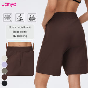 Shorts de sport Janya 2026 pour <span class=keywords><strong>femme</strong></span>, respirants, extensibles, tissés, taille élastique, coupe décontractée, taille haute, mi-longs, jambe <span class=keywords><strong>large</strong></span> droite - Product Image 4