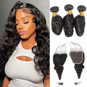 10A Mink Brazilian Virgin Hair 14A 100% Raw Hair Vendor Virgin Cuticle Aligned Body Wave Human Hair Bundles With Lace Closure