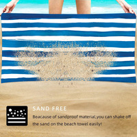 FF4058 UPF50 + Léger Voyage Piscine Grande Serviette De Bain Absorbant Sans Sable Surdimensionné Rayé Microfibre Serviette De Plage