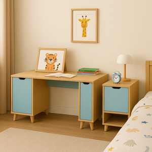 Olly ชุดโต๊ะคอมพิวเตอร์แบบปรับได้จากไม้ E0สไตล์นอร์ดิกตู้ด้านข้างเฟอร์นิเจอร์สำนักงานบ้านสำหรับเด็ก - Product Image 1