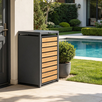 Grand bac de rangement extérieur 240L en acier galvanisé, anti-rouille, avec couvercle à fermeture douce, écologique, pour espaces publics et jardins