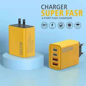Super Fast Charging 120W <b>USB</b> Charger With 4 Ports Fast Charge Cell Phone <b>USB</b> Fast Charger 120W <b>Wall</b> Phone Charger Power Adapter - Product Image 5