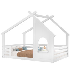 <span class=keywords><strong>Letto</strong></span> a casetta con finestra e piccolo ripiano, <span class=keywords><strong>letto</strong></span> a terra in legno massello con tetto a forma di casetta, non necessita di rete a molle, bianco - Product Image 6