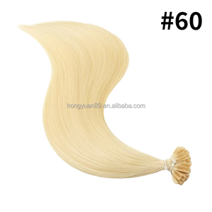 Extensions de cheveux à la kératine 60 # Platinum Blonde U Tip Cheveux vierges humains naturels Capsules d'ongles italiens chauds pré-collés 12 ''-26'' - Product Image 5