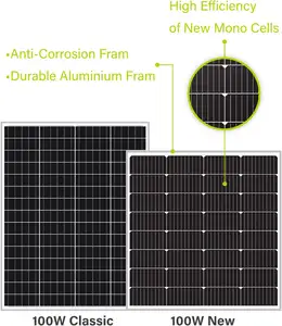 Custom Fixed Solar Power Panel High Efficiency Panel Solar Square 80W 120W 100 Watt Solar Panels Mono Crystalline For Roof