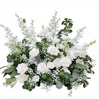 Arrangement floral artificiel en soie rose et bleu tendance 2026 pour allée de mariage, décoration de mariage pour entrée et fête
