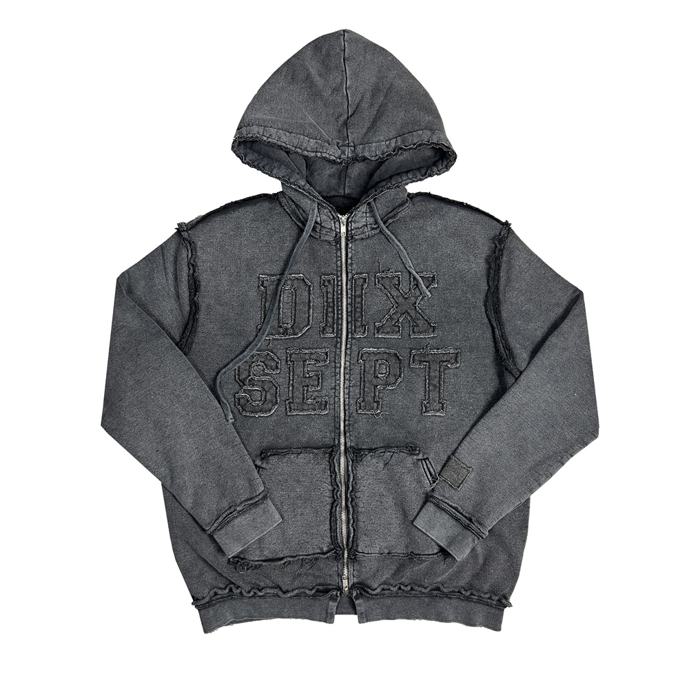 Youchen Custom Acid Wash Zip up Hoodie & Sweat Pants Set