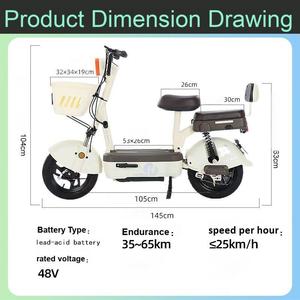 Motocicleta Eléctrica Multiusos <span class=keywords><strong>de</strong></span> 50 km <span class=keywords><strong>de</strong></span> Autonomía, Scooter Eléctrico <span class=keywords><strong>de</strong></span> Dos <span class=keywords><strong>Ruedas</strong></span>, 350 W, 48 V, con Cesta y Pantalla LCD, Venta al por Mayor - Product Image 4
