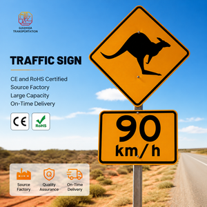 Panneau de signalisation routière d'avertissement de passage de kangourous <span class=keywords><strong>avec</strong></span> indication de vitesse personnalisée, panneau de sécurité routière - Product Image 1