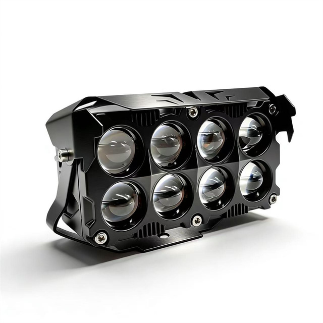 Hot Sale 8Lens Led Motorcycle Headlight White and Amber 100W 12V 24V Automobile Driving Spotlight