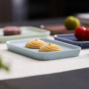 Chinese Style Ceramic Tea And <b>Snack</b> <b>Tray</b> Solid Color Small Fruit Plate For Residential Use Dessert Serving <b>Trays</b> - Product Image 3