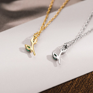 Joyería Fina Elegante, Collar con Colgante de Flor de Tulipán de Plata de Ley 925 con Circonita <span class=keywords><strong>Esmeralda</strong></span>, Regalo para Mujer, Novia, Anillo Floral de Plata - Product Image 4