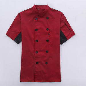 Chaqueta de uniforme de Chef blanco para hombre y mujer con botones negros, manga corta, cocina, restaurante, Hotel, Bar, abrigo de Chef con bolsillo en el pecho - Product Image 6