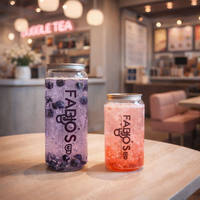 Bouteilles jetables transparentes en PET pour jus, lait, thé et autres boissons, style créatif, scellables et personnalisables, pour influenceurs (AT PACK)