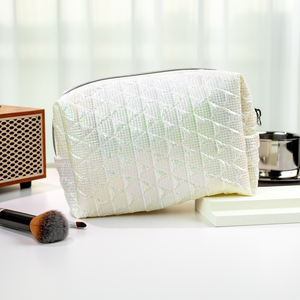 Custom <b>Cosmetic</b> square Outdoor <b>Travel</b> Quilted Makeup Storage <b>Bag</b> for Women - Product Image 2