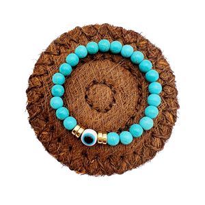Bracelet élastique en pierres naturelles avec breloque œil porte-bonheur, cadeau unisexe, bijoux style Yiwu 1 2 3 4 - Product Image 5