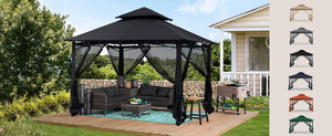 Pabellón de Jardín ABCCANOPY con Techo Rígido, Pabellón de Jardín para 4 Estaciones, Pabellón de Jardín con Techo Doble de Acero Galvanizado, Pérgolas - Product Image 3